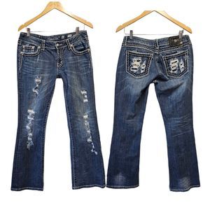 MISS ME Jeans THICK‎ STITCH RHINESTONE BOOT CUT JEANS JE5152B14R